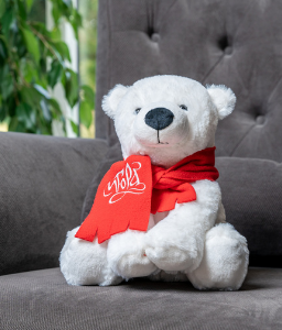 Soft toy bear «Igorka» with a scarf